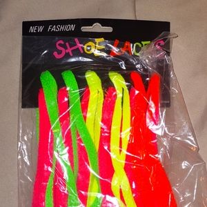 Vintage 1980s New Fashion Neon Thin Shoe Laces 12 count Bundle